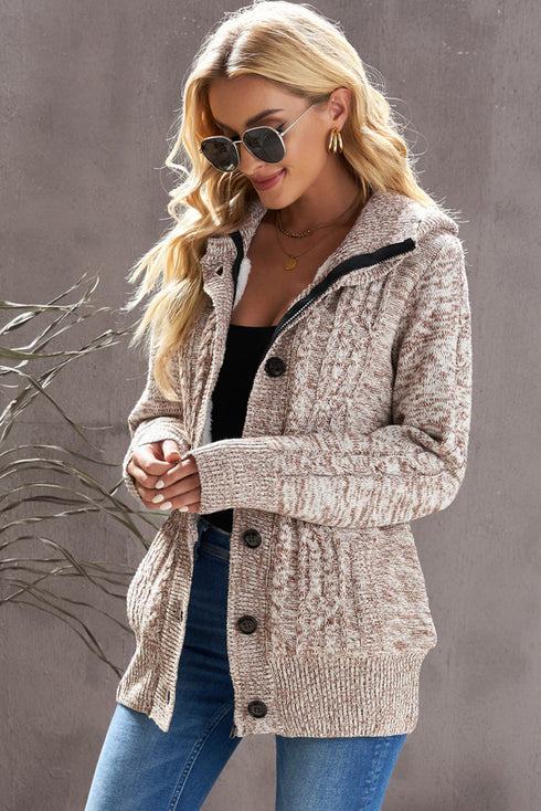 Long Sleeve Button-Up Hooded Cardigans